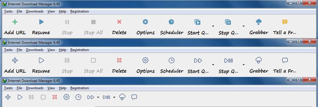 Small icons toolbar screenshot